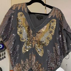 Butterfly Sequins Forever 21 Crop Top